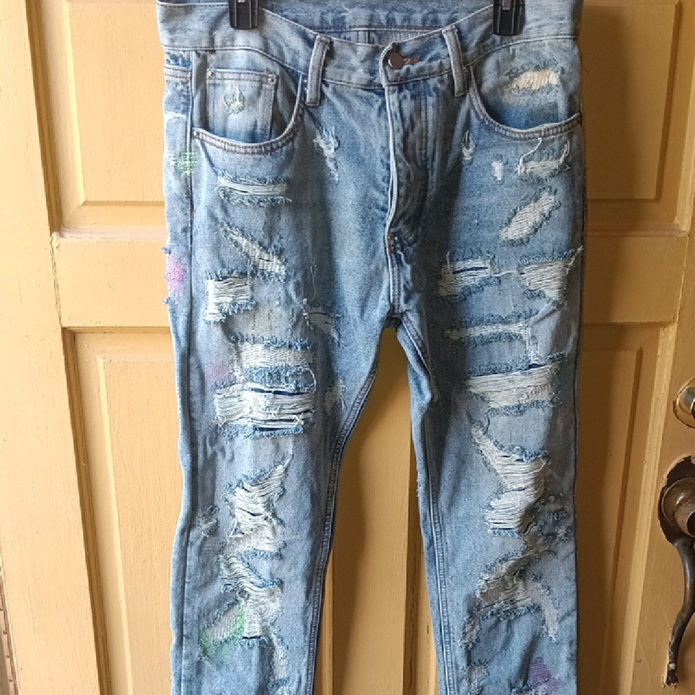 MNML Light Blue Distressed Skinny Jeans